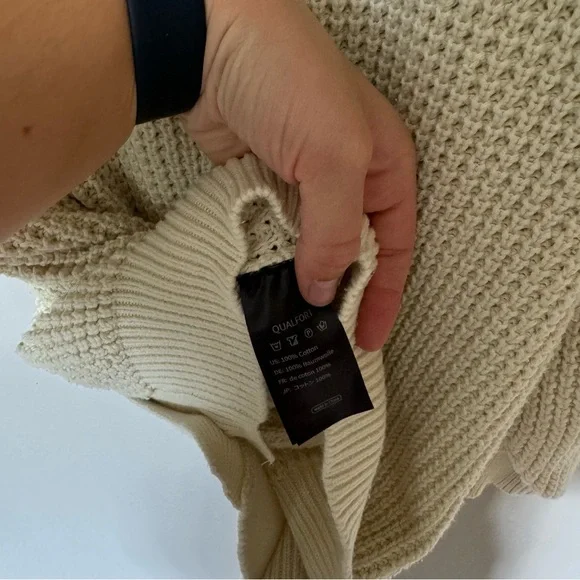 QUALFORT Cardigan Sweater 100% Cotton Button-Down Oversized Knit Cardigans - Picture 5 of 9